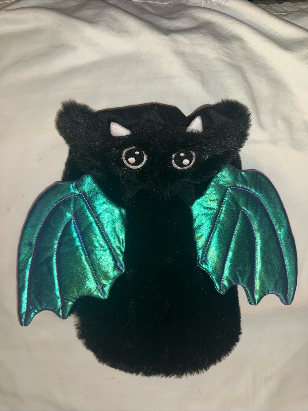 Puppy Costume never worn.  Black bat with Iridescent Teal Wings